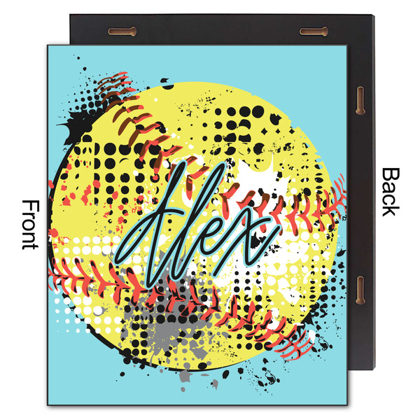 Softball 20x24 Wood Print - Front & Back View