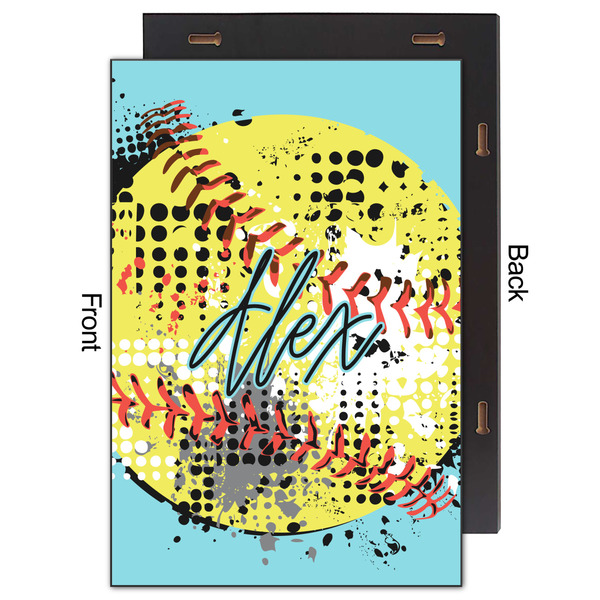 Softball 20x30 Wood Print - Front & Back View