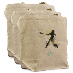 Softball Reusable Cotton Grocery Bags - Set of 3 (Personalized)