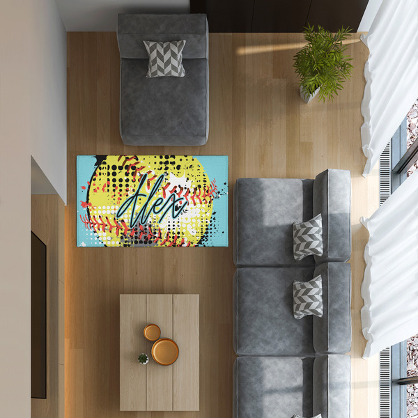 Softball 3'x5' Indoor Area Rugs - IN CONTEXT