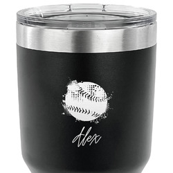 Softball 30 oz Stainless Steel Tumbler - Black - Single Sided (Personalized)