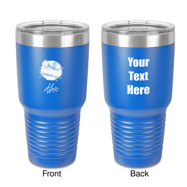 Custom Softball 30 oz Stainless Steel Tumbler - Royal Blue - Double-Sided (Personalized)