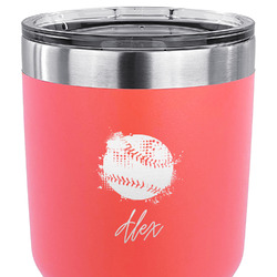 Softball 30 oz Stainless Steel Tumbler - Coral - Double Sided (Personalized)