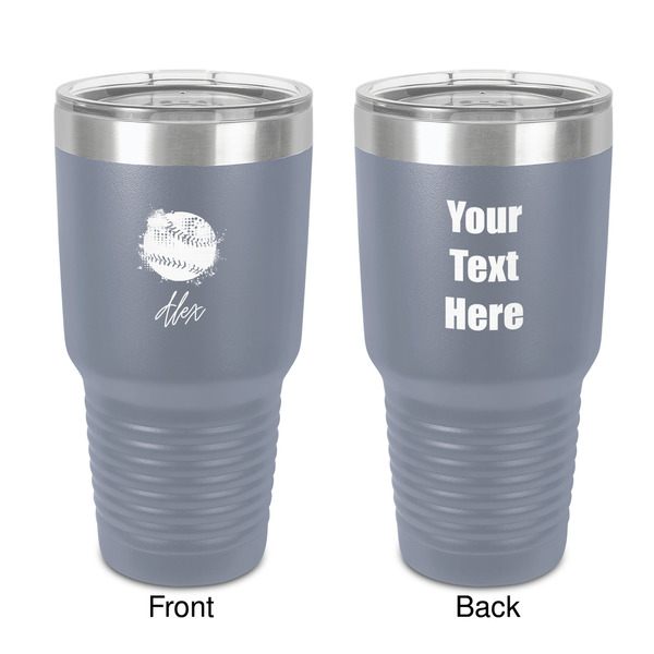 Custom Softball 30 oz Stainless Steel Tumbler - Grey - Double-Sided (Personalized)