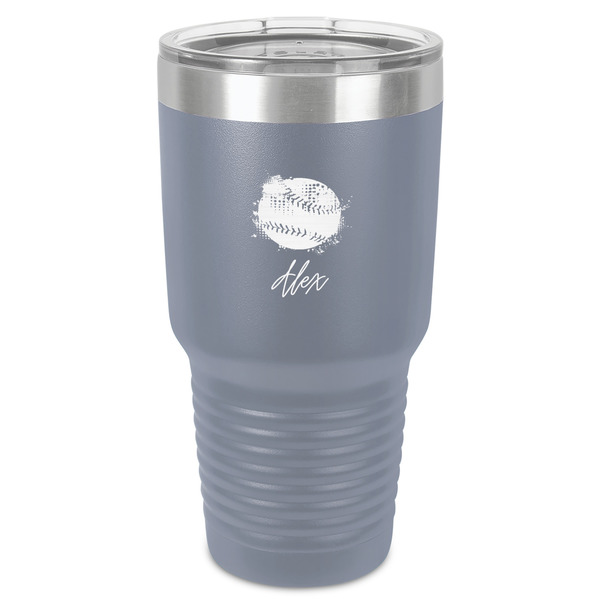 Softball 30 oz Stainless Steel Ringneck Tumbler - Grey - Front