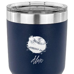 Softball 30 oz Stainless Steel Tumbler - Navy - Double Sided (Personalized)