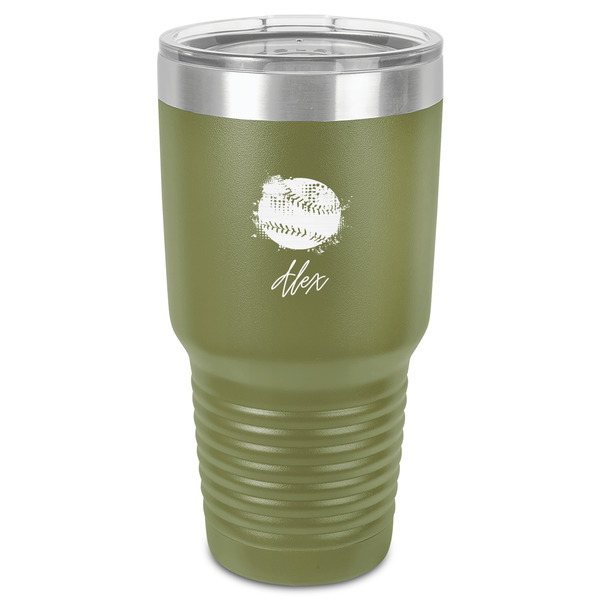 Softball 30 oz Stainless Steel Ringneck Tumbler - Olive - Front