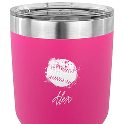 Softball 30 oz Stainless Steel Tumbler - Pink - Single Sided (Personalized)