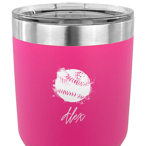 Softball 30 oz Stainless Steel Ringneck Tumbler - Pink - CLOSE UP