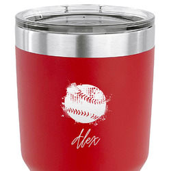Softball 30 oz Stainless Steel Tumbler - Red - Single Sided (Personalized)