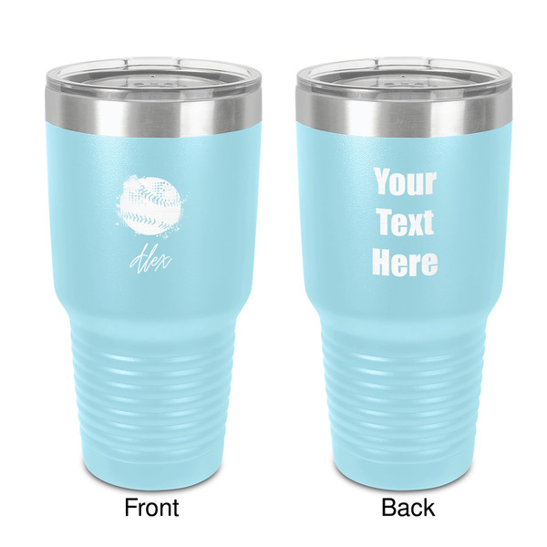 Custom Softball 30 oz Stainless Steel Tumbler - Teal - Double-Sided (Personalized)