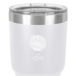 Softball 30 oz Stainless Steel Tumbler - White - Single-Sided (Personalized)