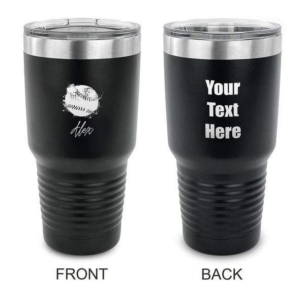 Custom Softball 30 oz Stainless Steel Tumbler - Black - Double Sided (Personalized)