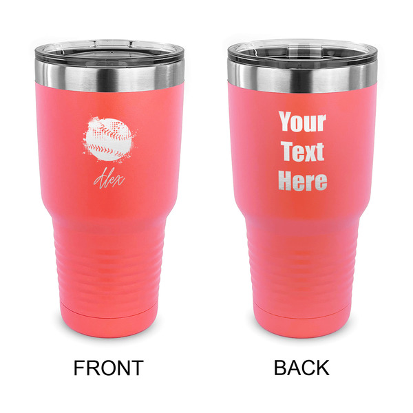 Custom Softball 30 oz Stainless Steel Tumbler - Coral - Double Sided (Personalized)