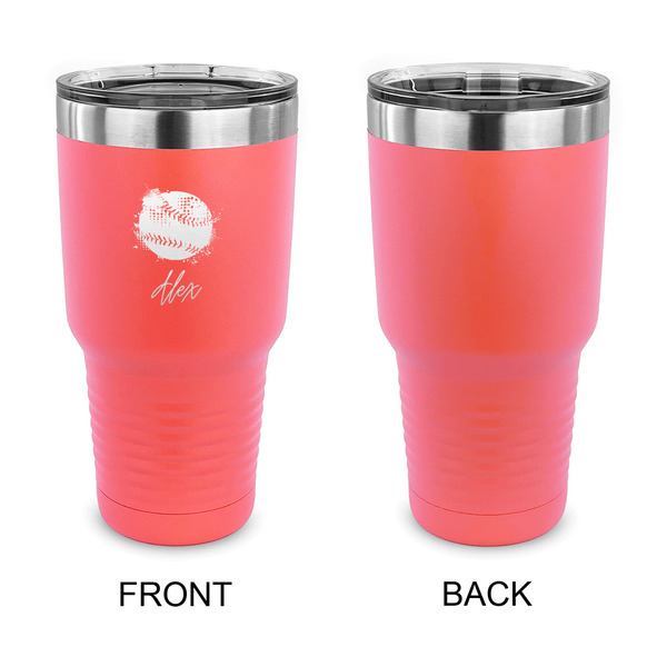 Softball 30 oz Stainless Steel Ringneck Tumblers - Coral - Single Sided - APPROVAL