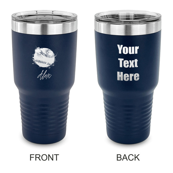 Custom Softball 30 oz Stainless Steel Tumbler - Navy - Double Sided (Personalized)