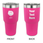 Softball 30 oz Stainless Steel Tumbler - Pink - Double Sided (Personalized)