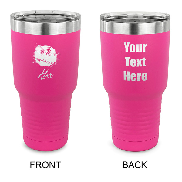 Custom Softball 30 oz Stainless Steel Tumbler - Pink - Double Sided (Personalized)