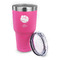 Softball 30 oz Stainless Steel Ringneck Tumblers - Pink - LID OFF
