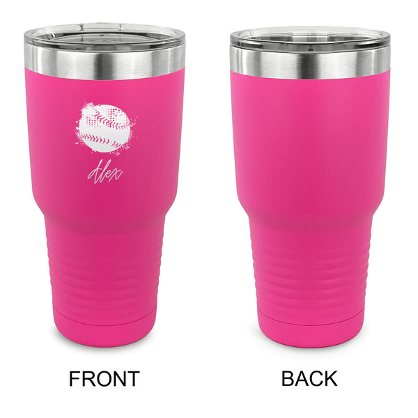 Softball 30 oz Stainless Steel Ringneck Tumblers - Pink - Single Sided - APPROVAL