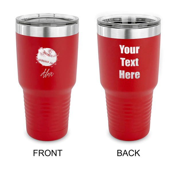Custom Softball 30 oz Stainless Steel Tumbler - Red - Double Sided (Personalized)