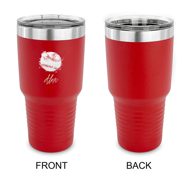 Softball 30 oz Stainless Steel Ringneck Tumblers - Red - Single Sided - APPROVAL