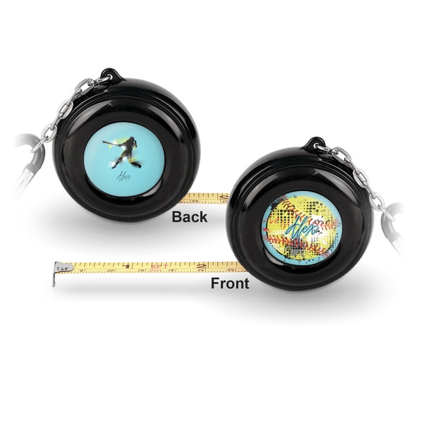 Softball 6-Ft Pocket Tape Measure with Carabiner Hook - Front and Back