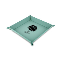 Softball 6" x 6" Teal Faux Leather Valet Tray (Personalized)