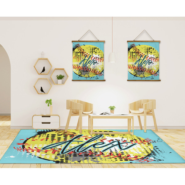 Softball 8'x10' Indoor Area Rugs - IN CONTEXT