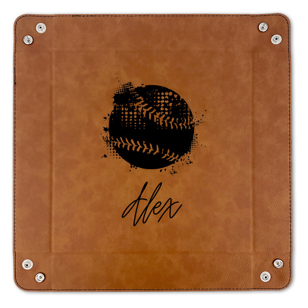 Softball 9" x 9" Leatherette Snap Up Tray - APPROVAL (FLAT)