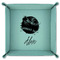 Softball 9" x 9" Teal Leatherette Snap Up Tray - FOLDED