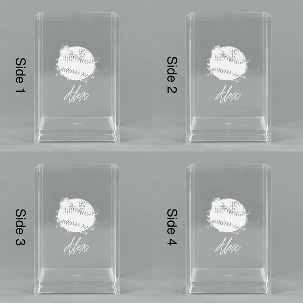 Softball Acrylic Pen Holder - All Sides