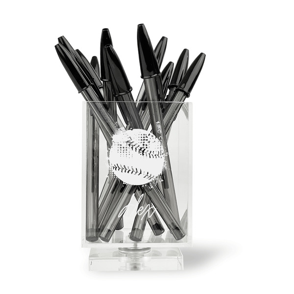 Softball Acrylic Pencil Holder - FRONT