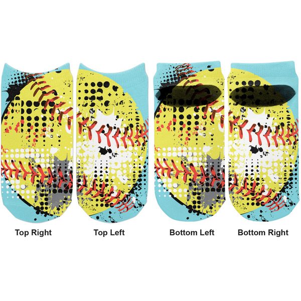 Softball Adult Ankle Socks - Double Pair - Front and Back - Apvl