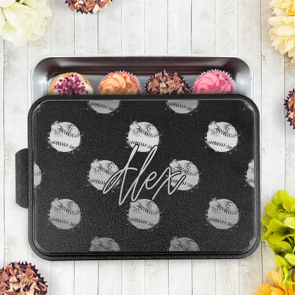 Softball Aluminum Baking Pan - Black Lid - LIFESTYLE