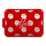 Softball Aluminum Baking Pan with Red Lid (Personalized)