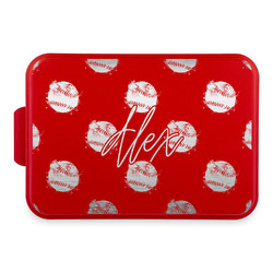Softball Aluminum Baking Pan with Red Lid (Personalized)