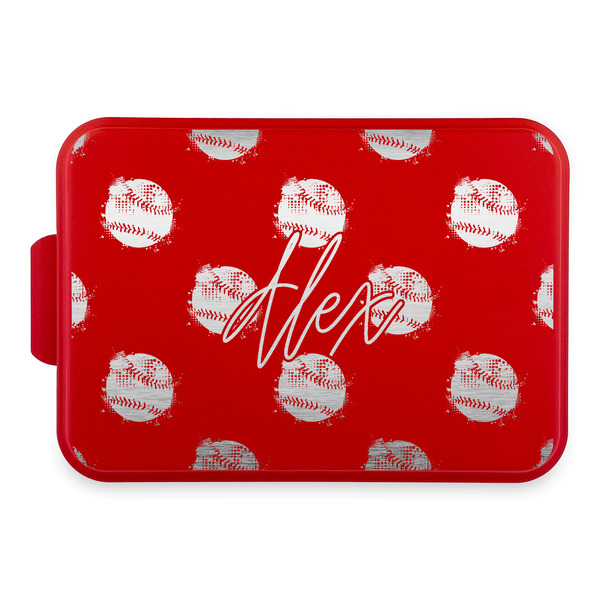Custom Softball Aluminum Baking Pan with Red Lid (Personalized)