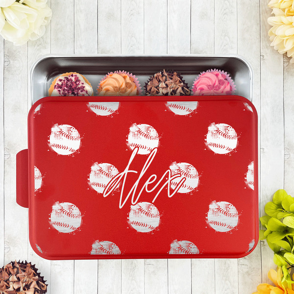 Softball Aluminum Baking Pan - Red Lid - LIFESTYLE