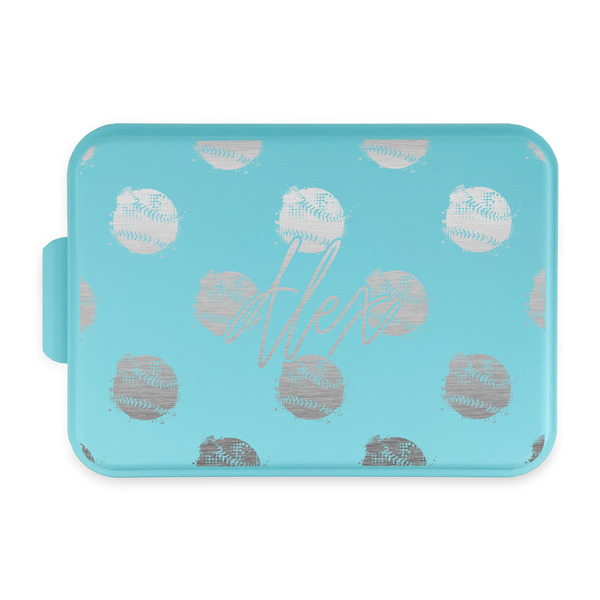 Custom Softball Aluminum Baking Pan with Teal Lid (Personalized)