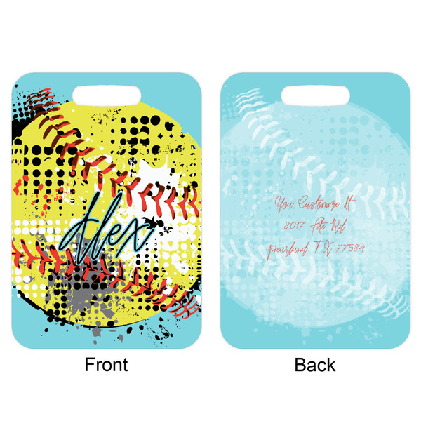 Softball Aluminum Luggage Tag (Front + Back)