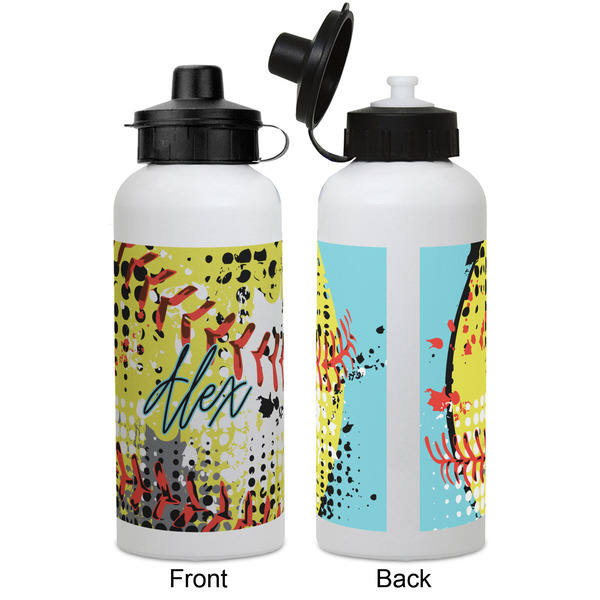 Softball Aluminum Water Bottle - White APPROVAL