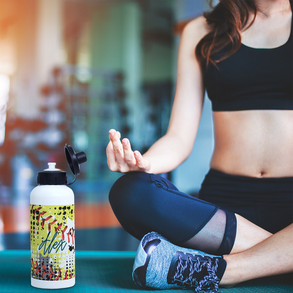 Softball Aluminum Water Bottle - White LIFESTYLE