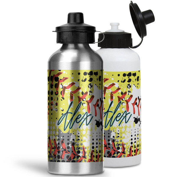 Softball Aluminum Water Bottles - MAIN (white &silver)
