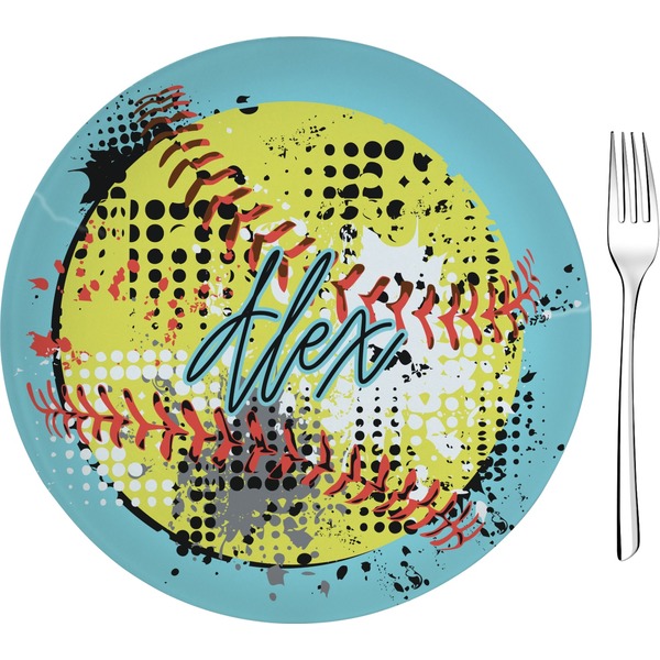 Custom Softball 8" Glass Appetizer / Dessert Plates - Single or Set (Personalized)