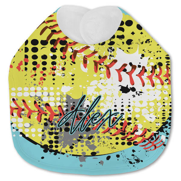 Custom Softball Jersey Knit Baby Bib w/ Name or Text