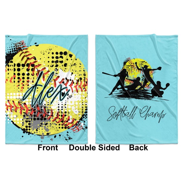 Softball Baby Blanket (Double Sided - Printed Front and Back)