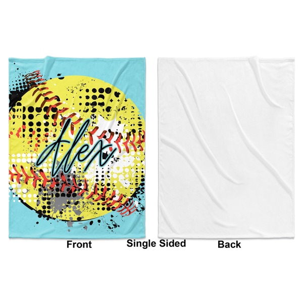 Softball Baby Blanket (Single Sided - Printed Front, White Back)