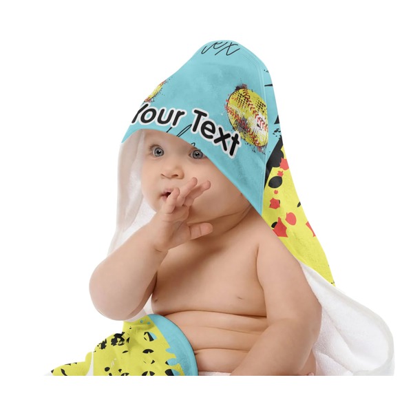 Softball Baby Hooded Towel on Child