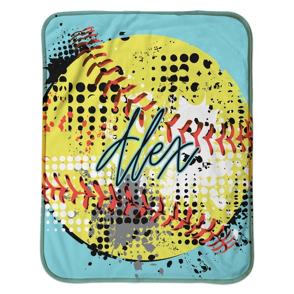 Softball Baby Sherpa Blanket - Flat